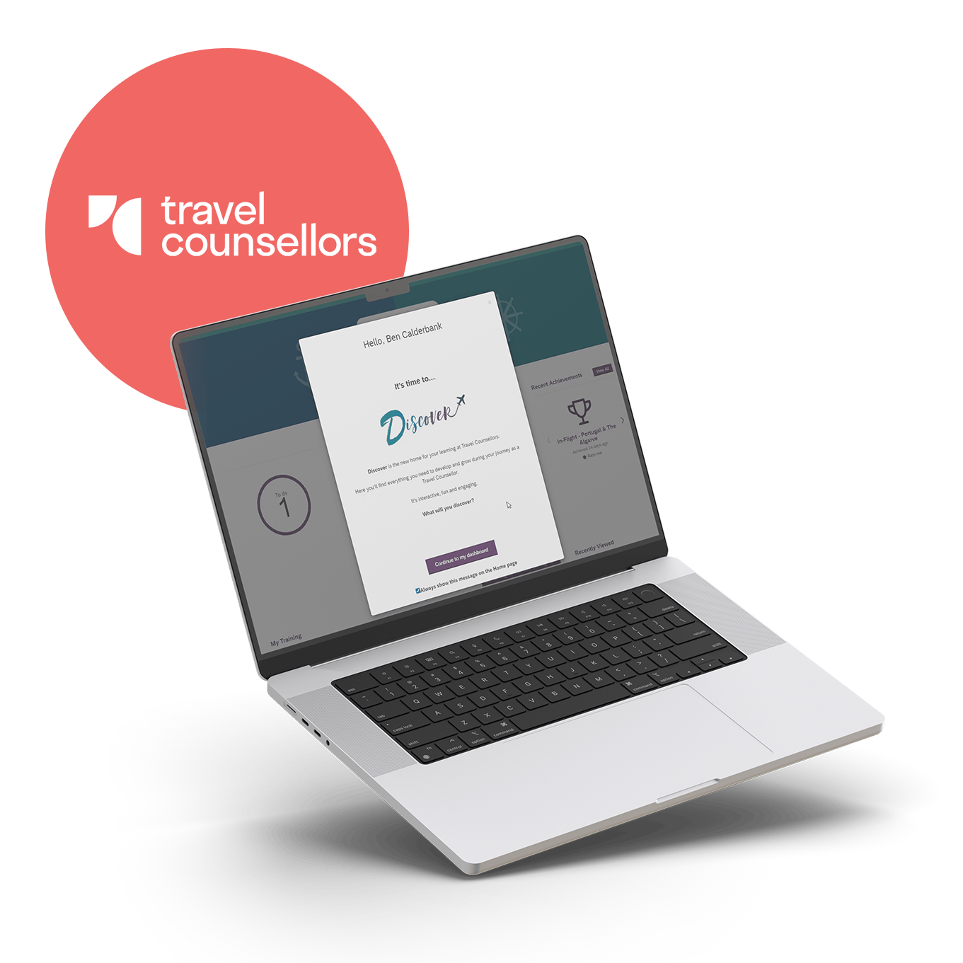 travel counsellors laptop with logo